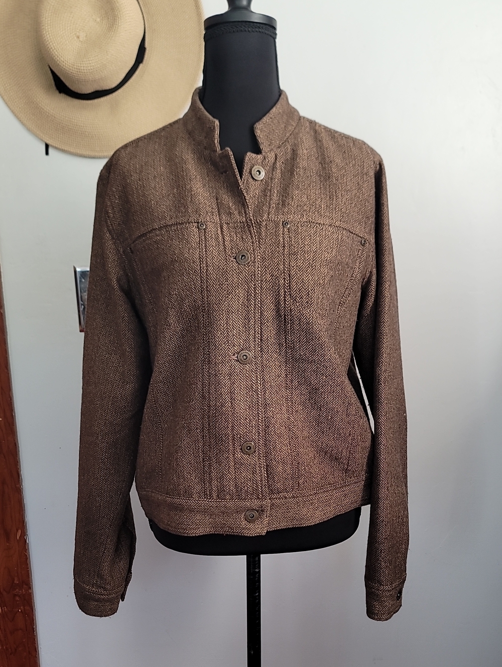 Liz Claiborne Brown Tweed Like Bomber Jacket